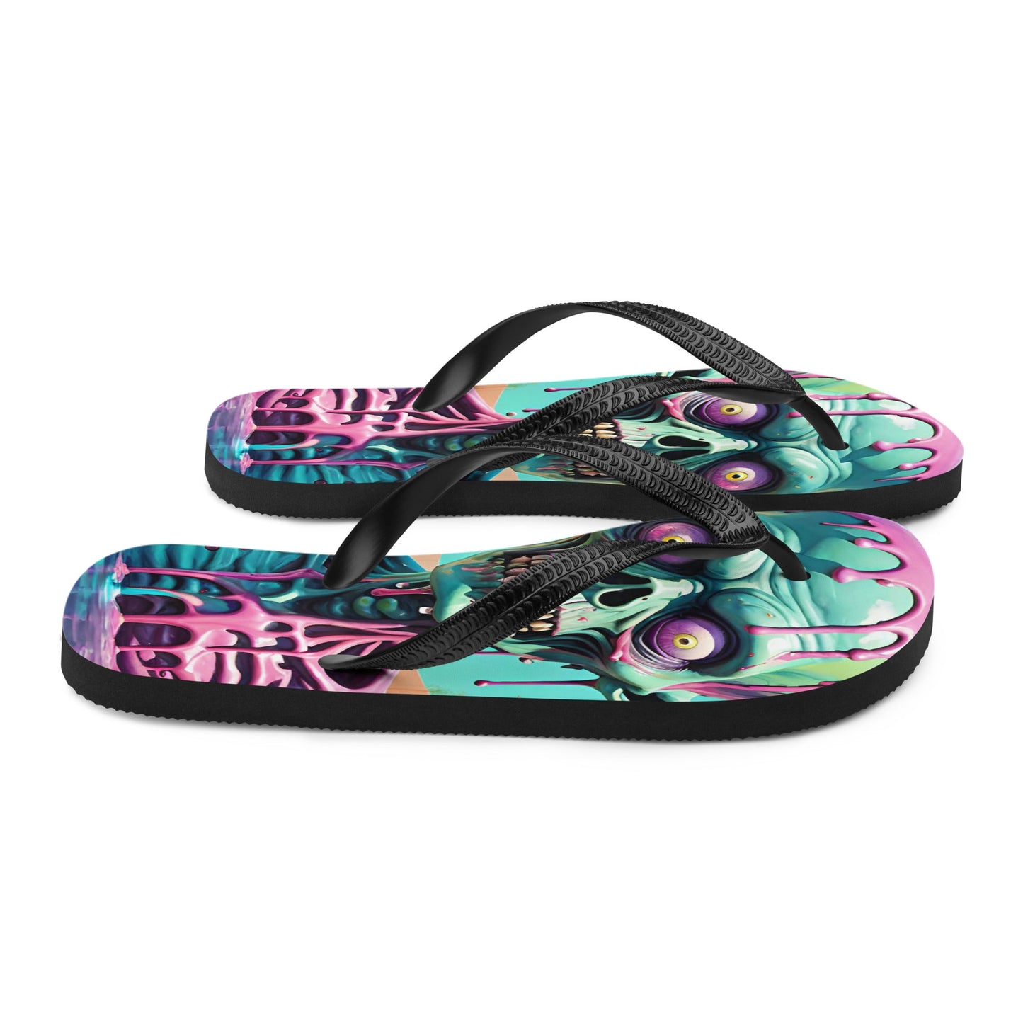 Colorful Melting Candy Zombie Gothic Flip Flops