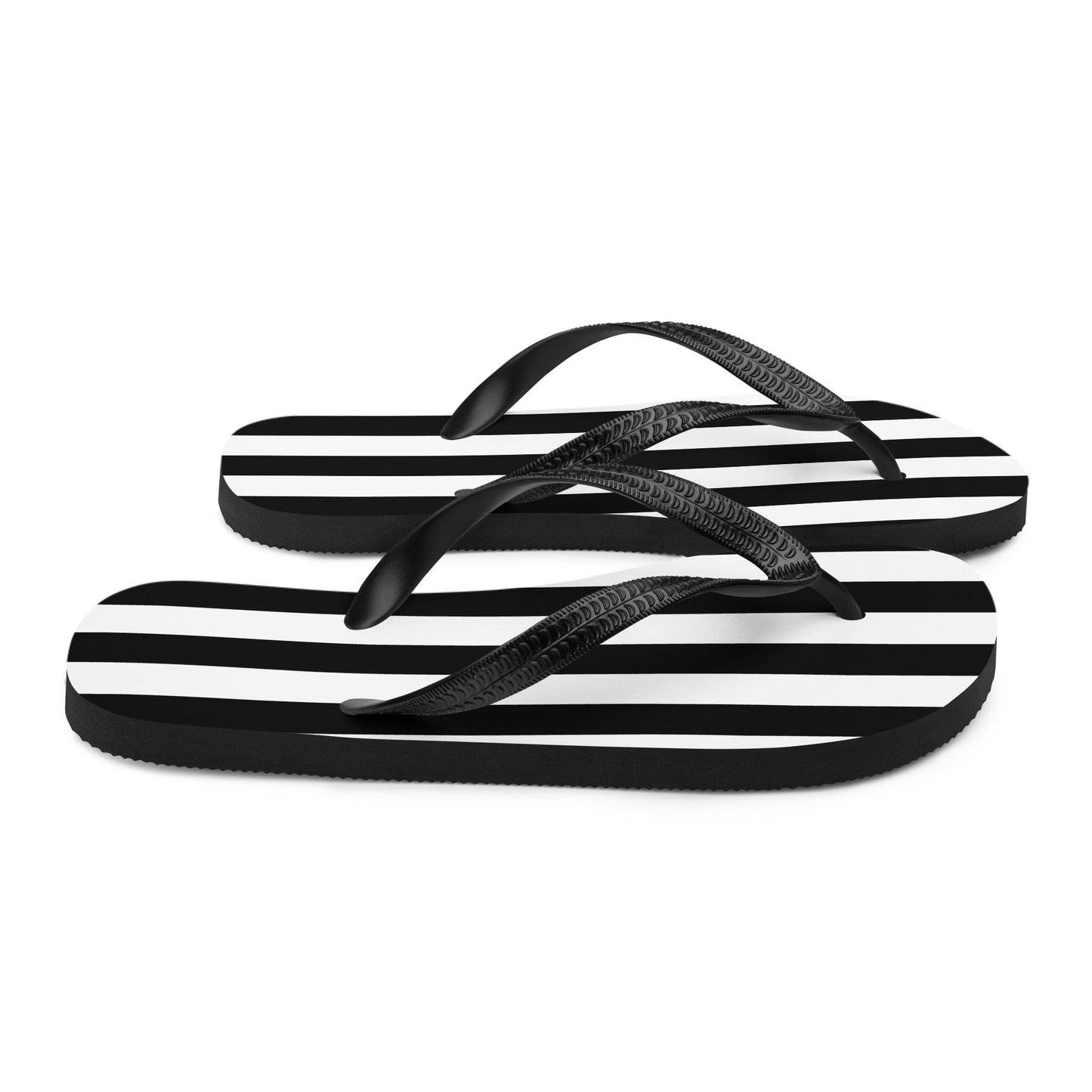 Black and White Striped Flip Flops