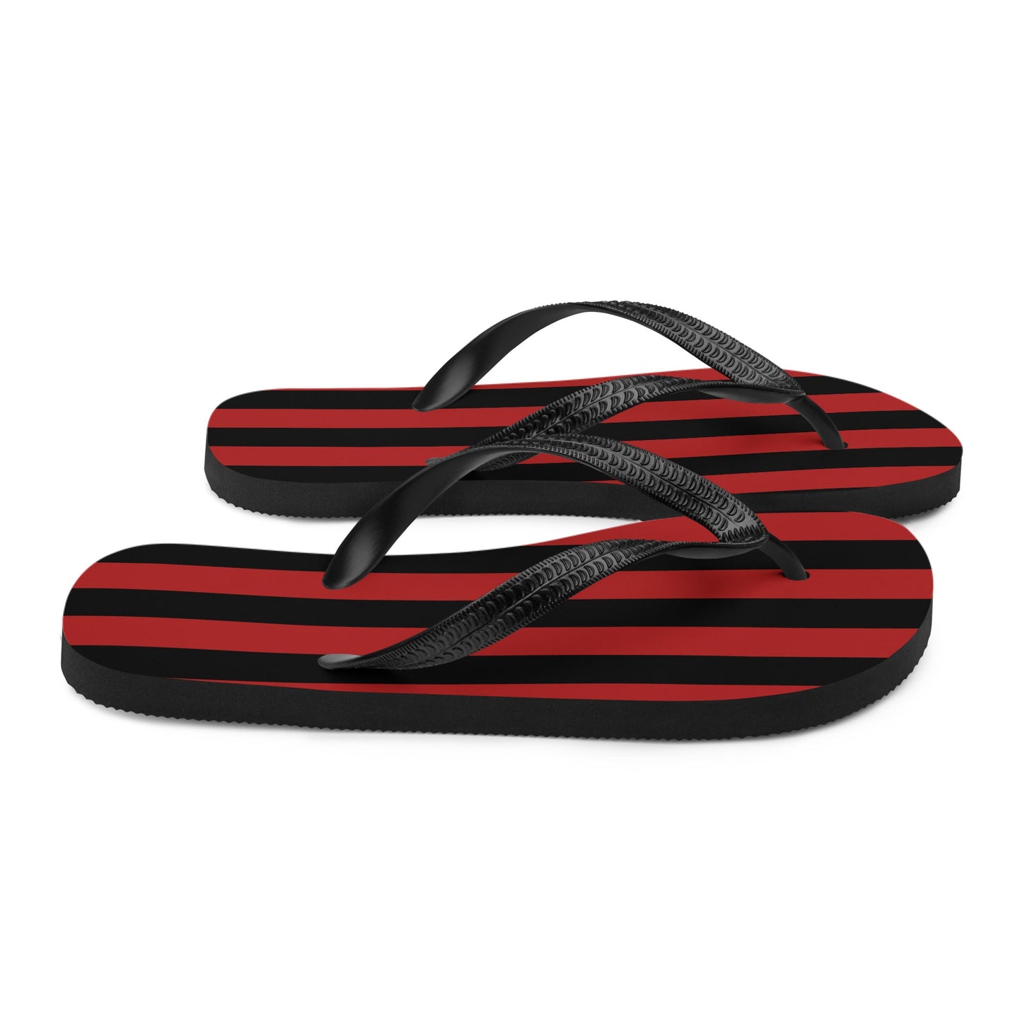 Black and Red Striped Flip Flops