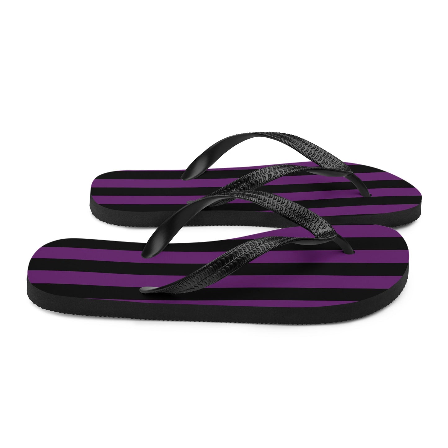 Black and Purple Striped Flip Flops
