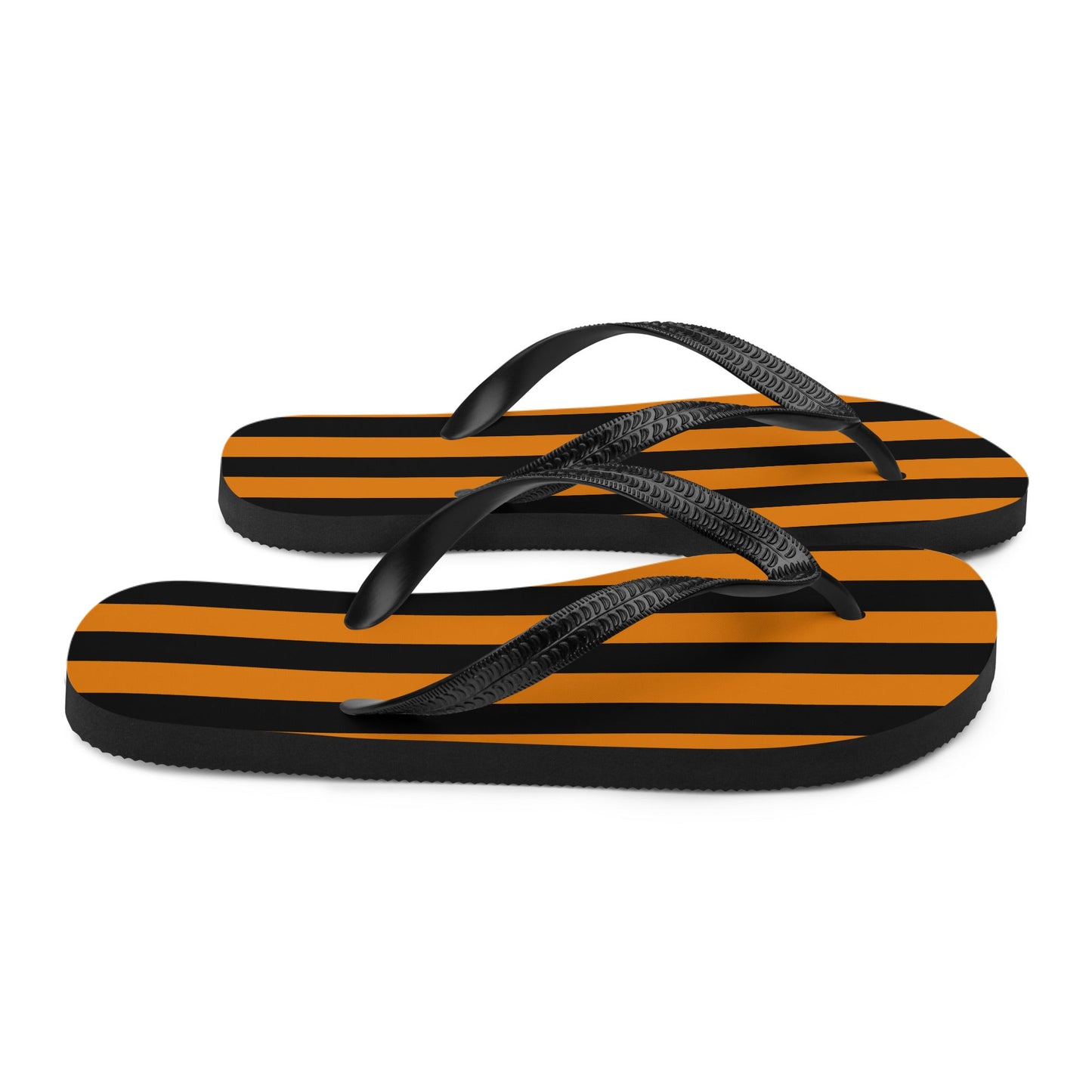 Black and Orange Striped Flip Flops