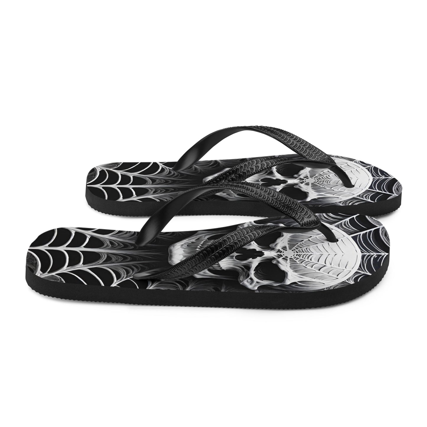 Spider Web Skull Flip Flops