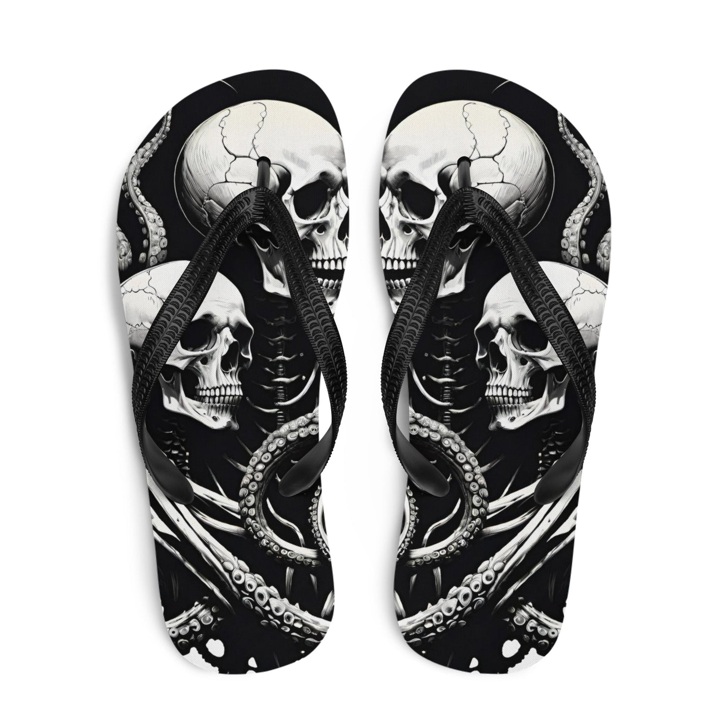 Skeletons and Octopus Tentacles Gothic Flip Flops