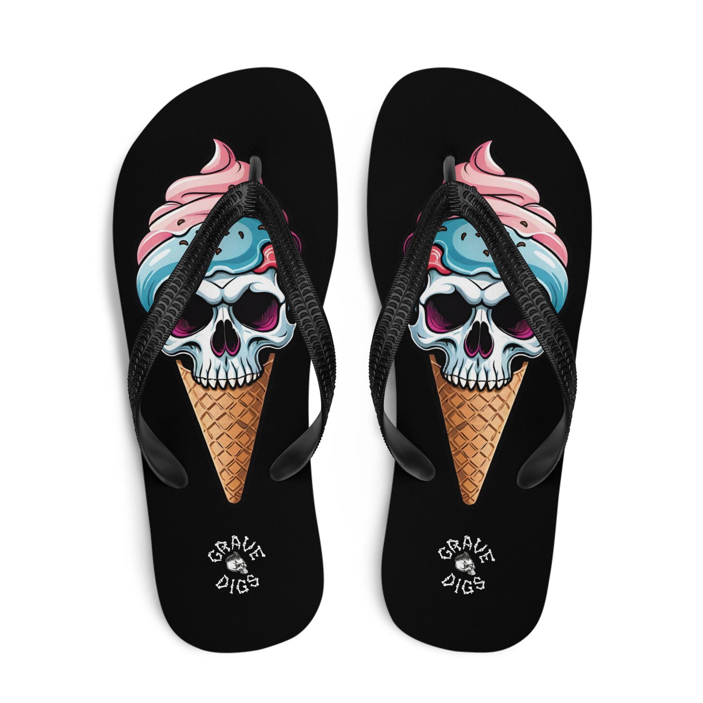 Grave Digs Skull Ice Cream Cone Flip Flops