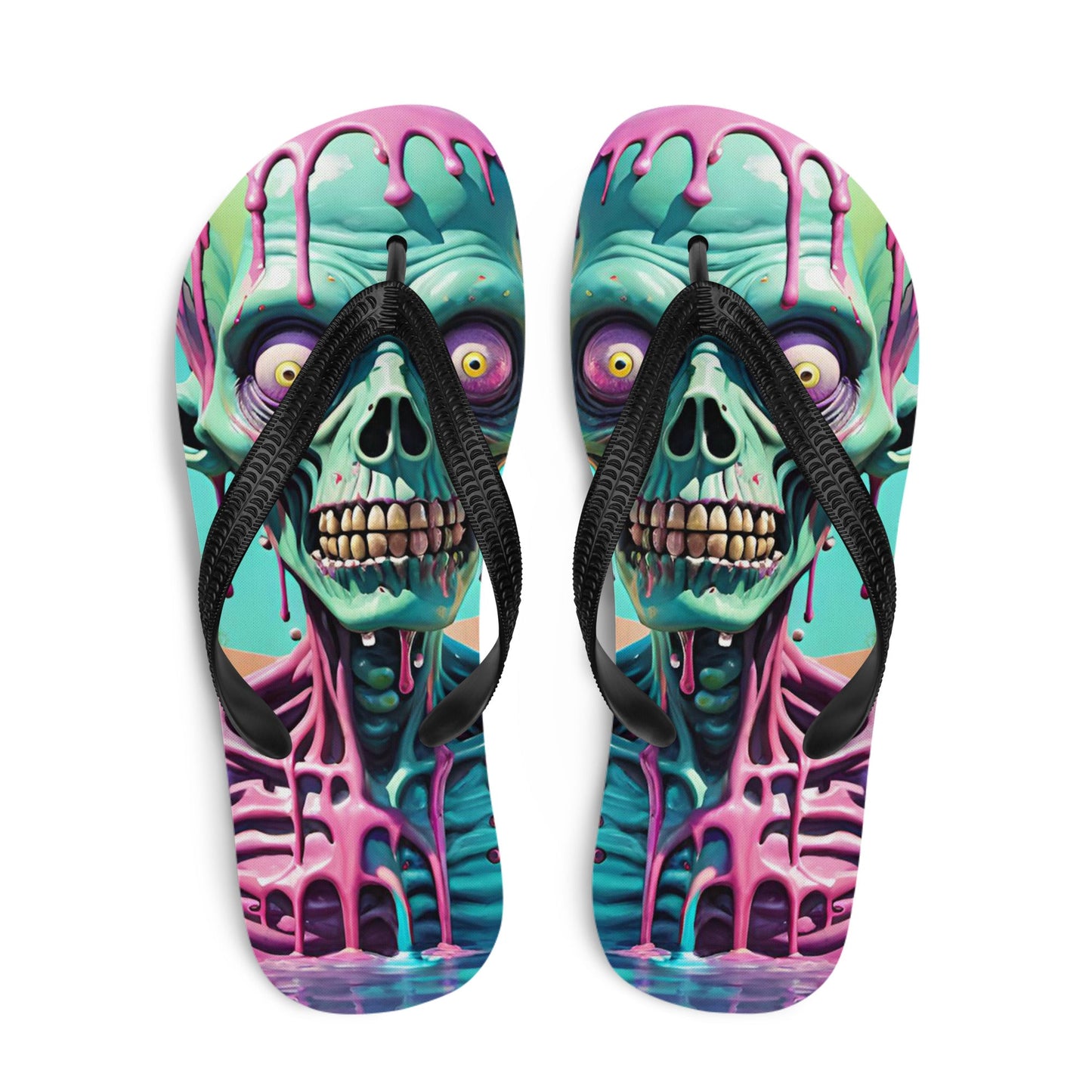 Colorful Melting Candy Zombie Gothic Flip Flops