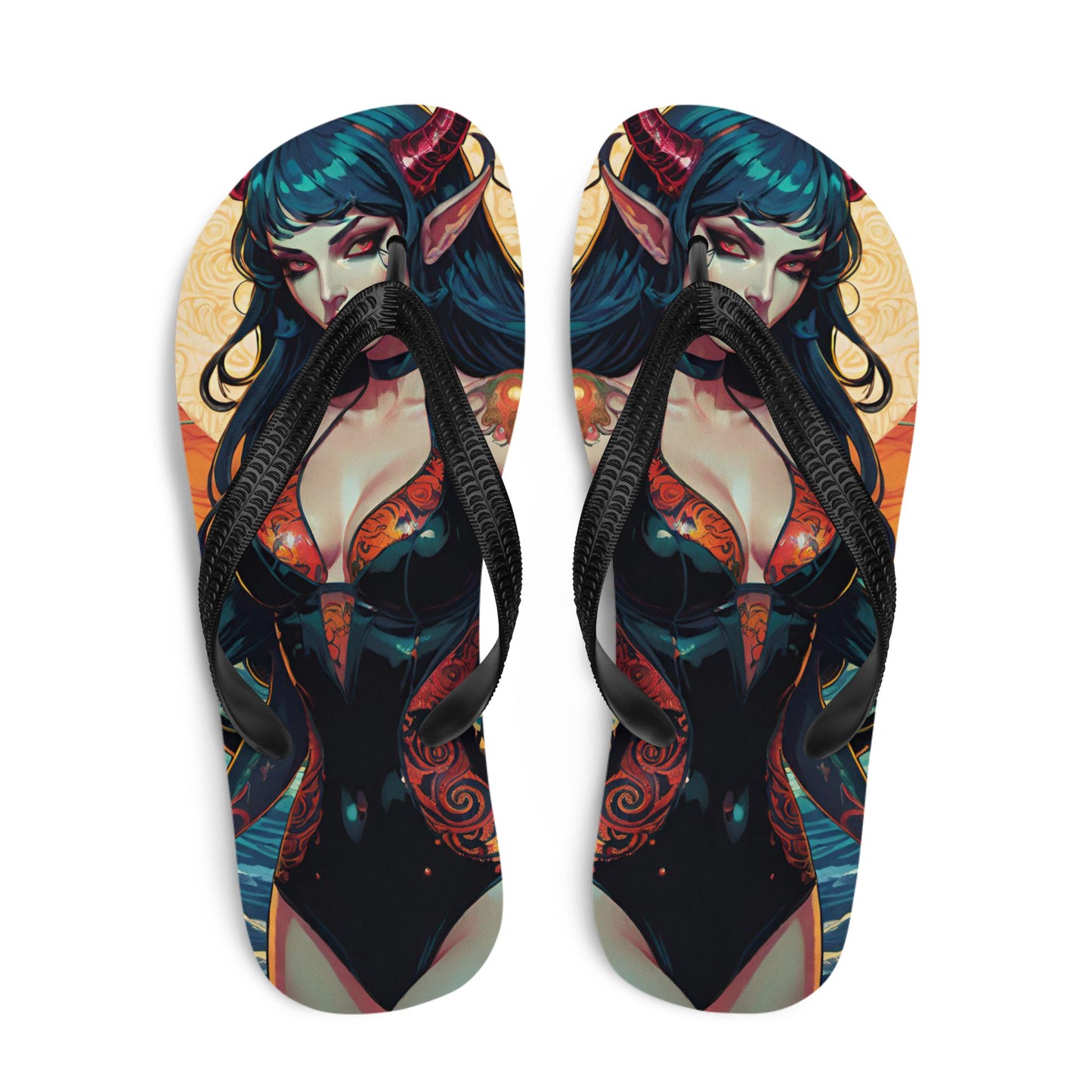 Colorful Summer Succubus in a Swimsuit 1 Gothic Flip Flops