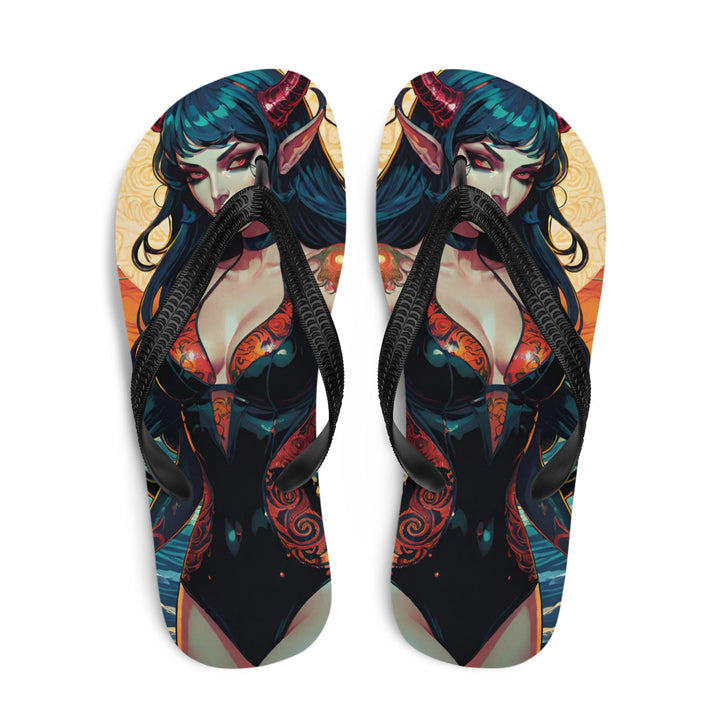 Colorful Summer Succubus in a Swimsuit 1 Gothic Flip Flops
