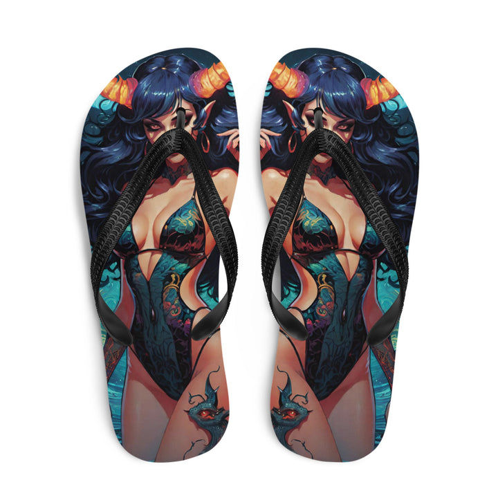 Colorful Summer Succubus in a Swimsuit 3 Gothic Flip Flops