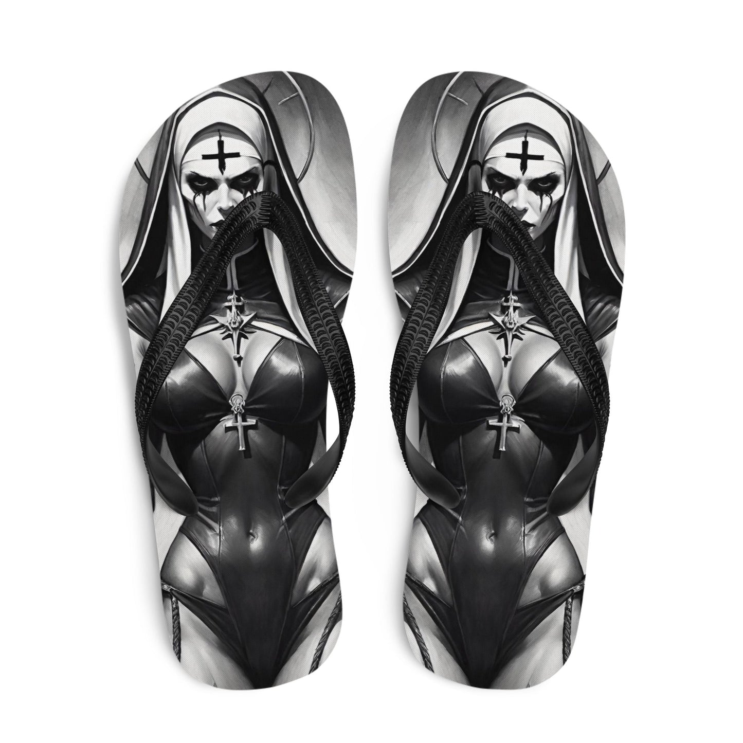 Sexy Evil Nun 3 Gothic Flip Flops