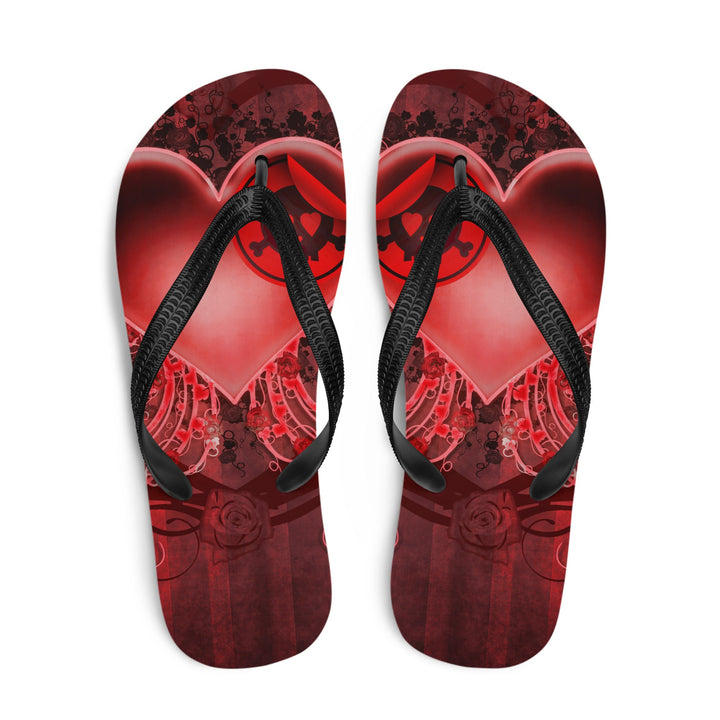 Colorful Skull Heart Gothic Flip Flops