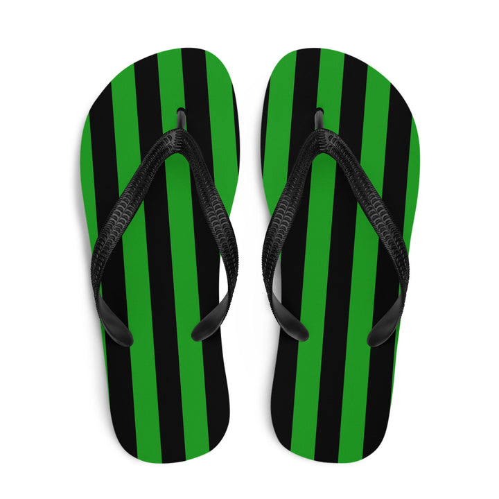 Black and Green Striped Flip Flops