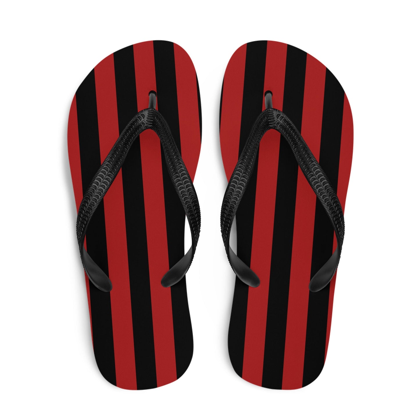 Black and Red Striped Flip Flops