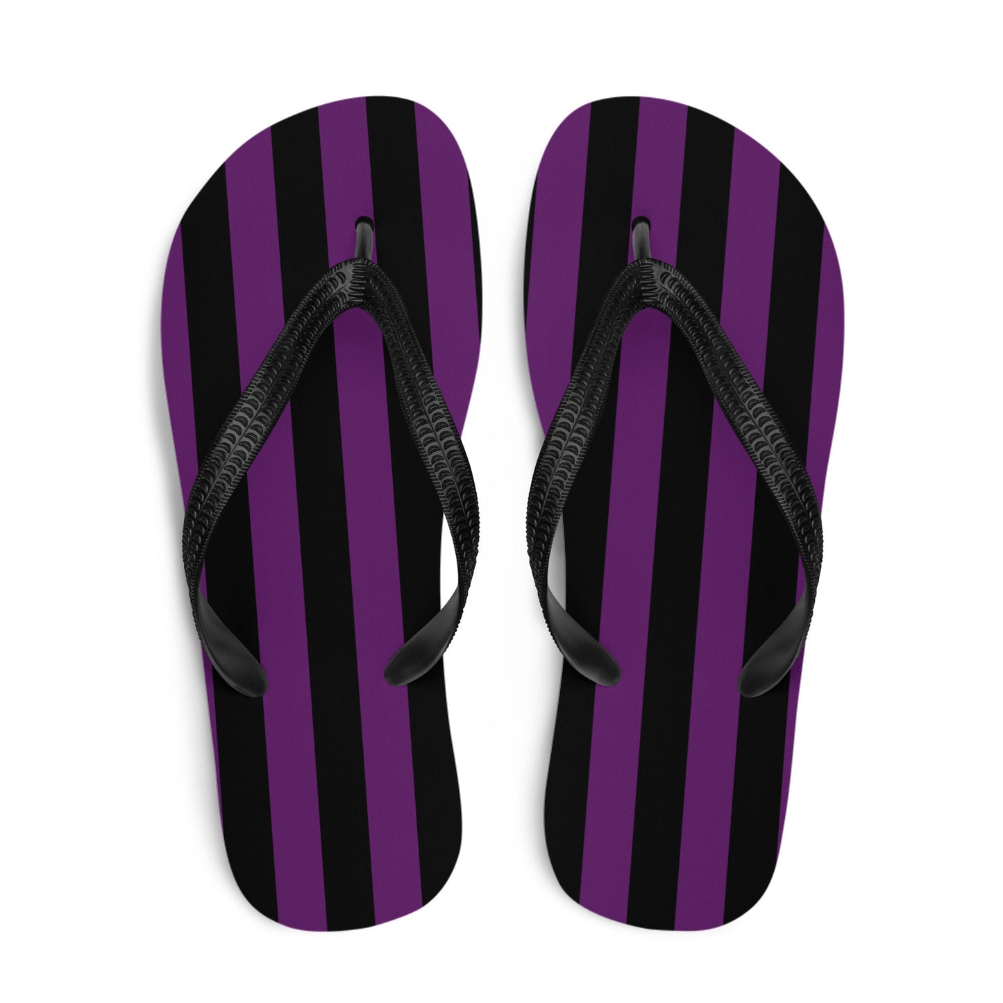 Black and Purple Striped Flip Flops