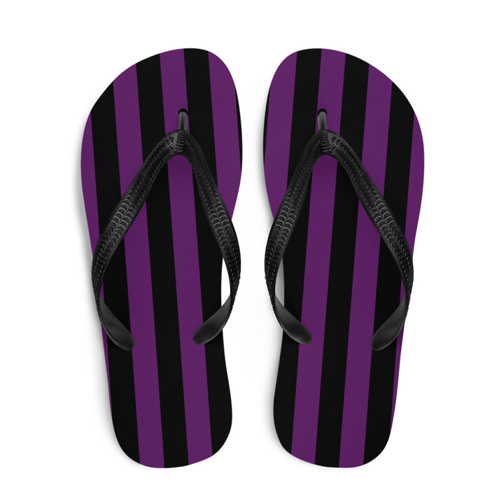Black and Purple Striped Flip Flops
