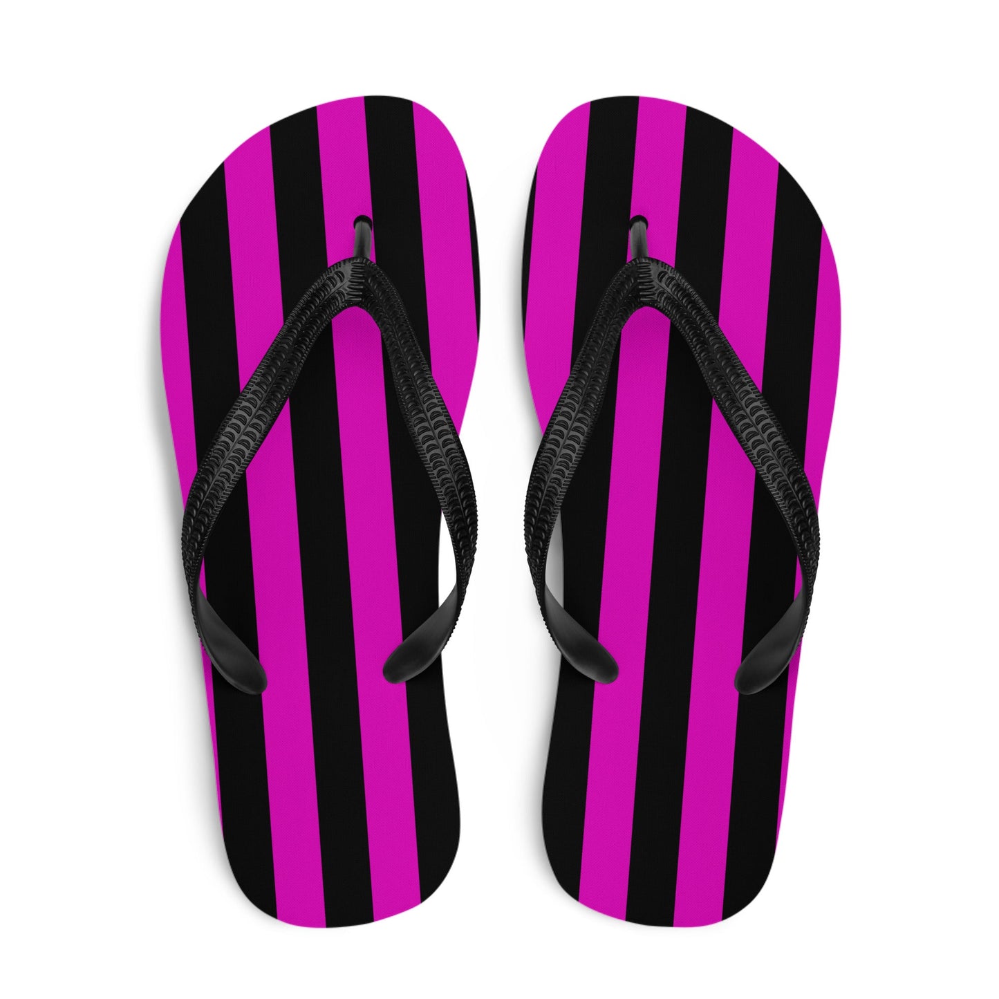 Black and Pink Striped Flip Flops