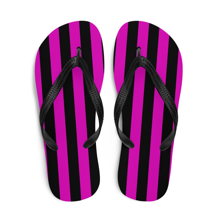 Black and Pink Striped Flip Flops