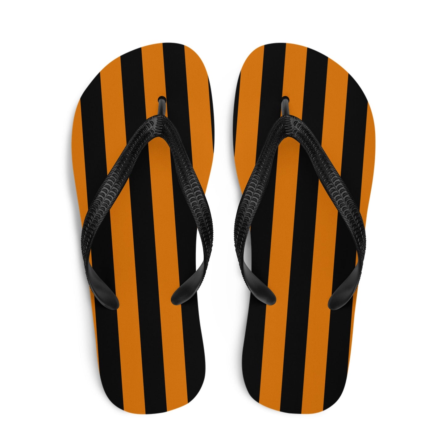 Black and Orange Striped Flip Flops