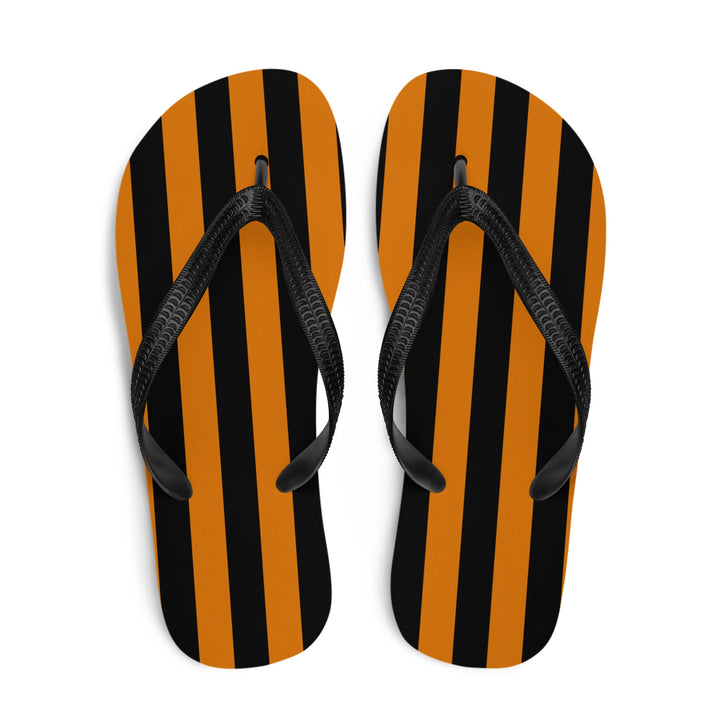 Black and Orange Striped Flip Flops
