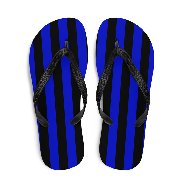 Black and Blue Striped Flip Flops