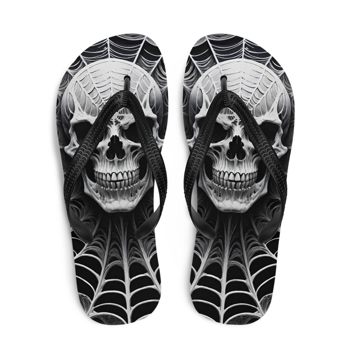Spider Web Skull Flip Flops