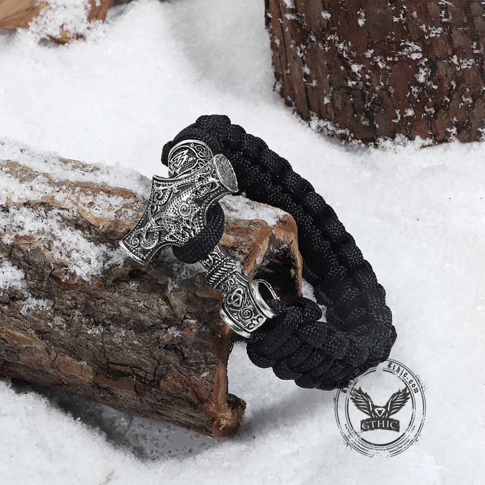 Thor's Hammer Braided Rope Viking Bracelet