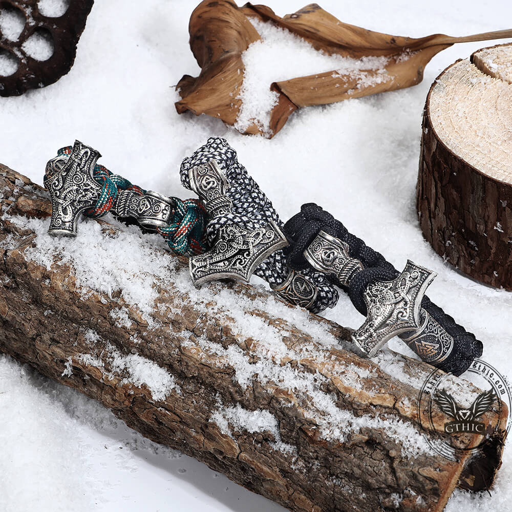 Thor's Hammer Braided Rope Viking Bracelet