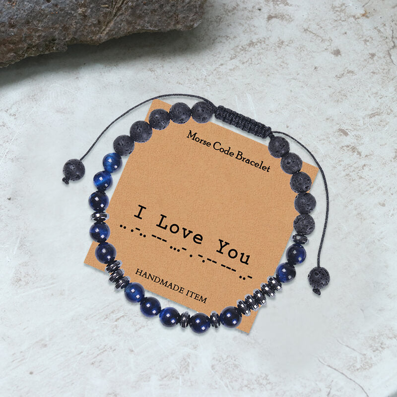 Tiger Eye Morse Code Beads Bracelet