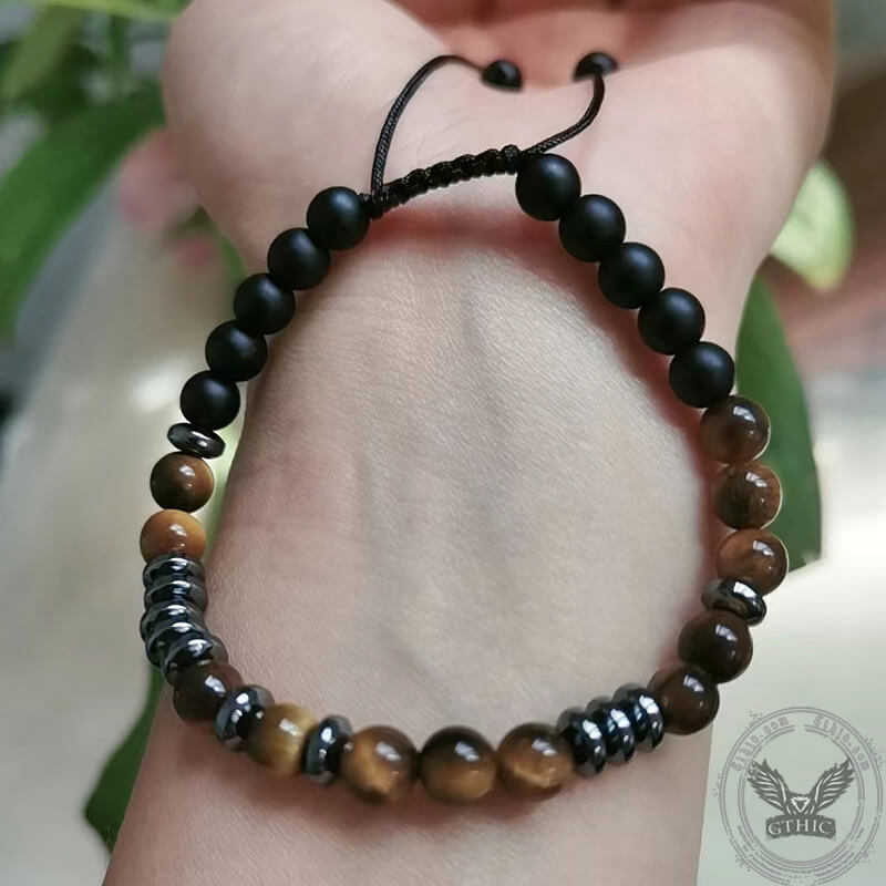 Tiger Eye Morse Code Beads Bracelet