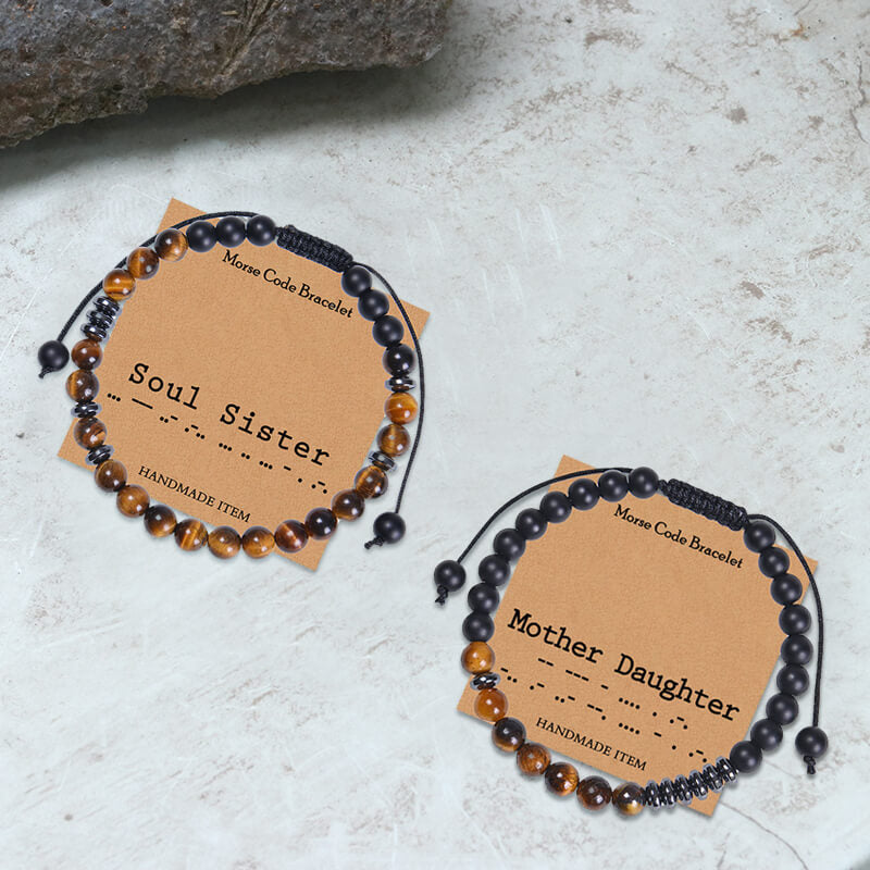 Tiger Eye Morse Code Beads Bracelet