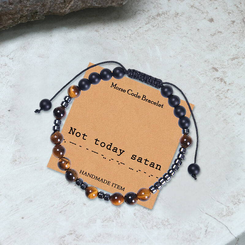 Tiger Eye Morse Code Braided Bracelet
