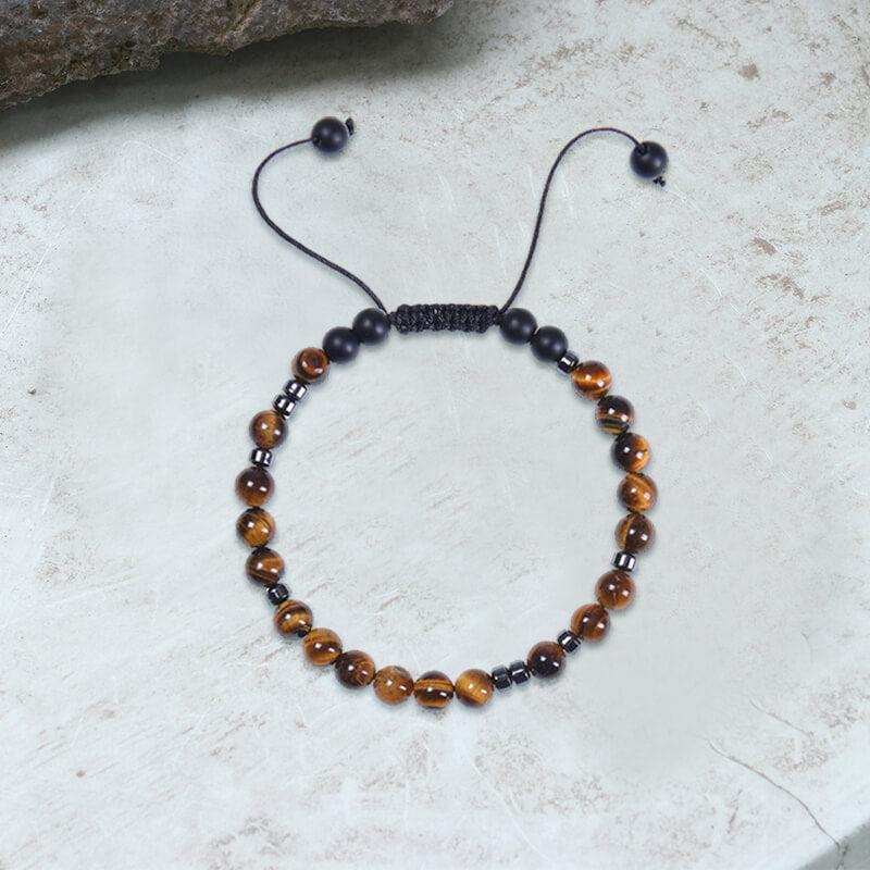 Tiger Eye Morse Code Braided Bracelet