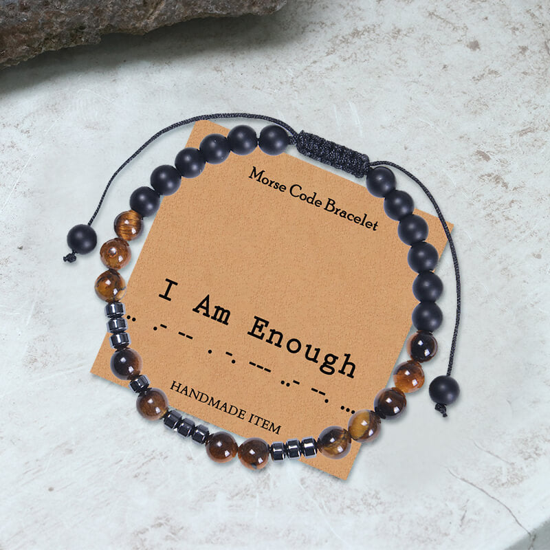 Tiger Eye Morse Code Braided Bracelet