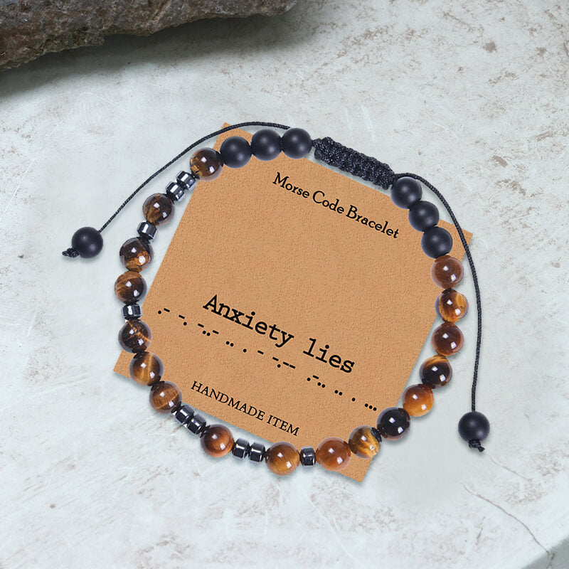 Tiger Eye Morse Code Braided Bracelet