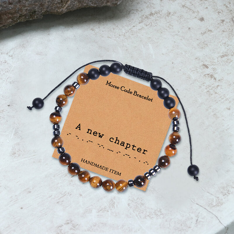 Tiger Eye Morse Code Braided Bracelet