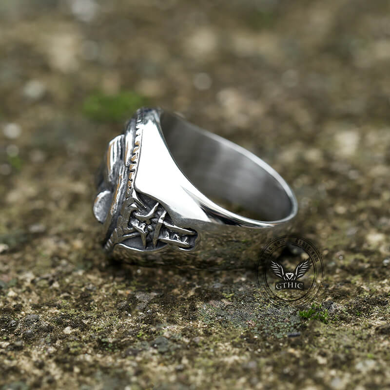 Triskele Horns of Odin Stainless Steel Viking Ring