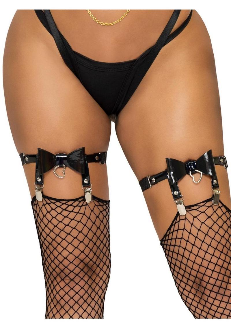 Vegan Leather Thigh High Bow Garter