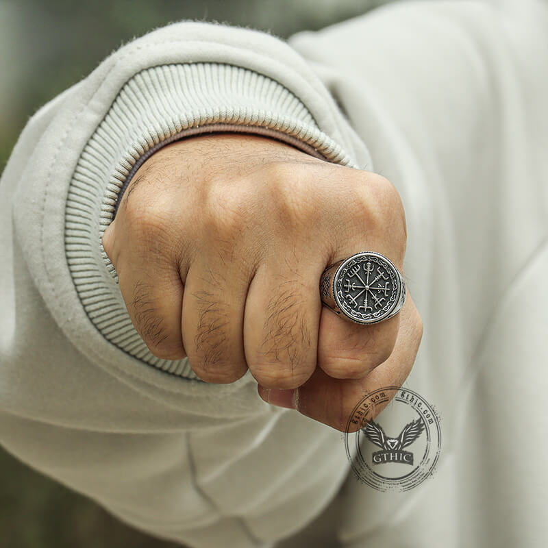 Vegvisir Celtic Knot Stainless Steel Ring