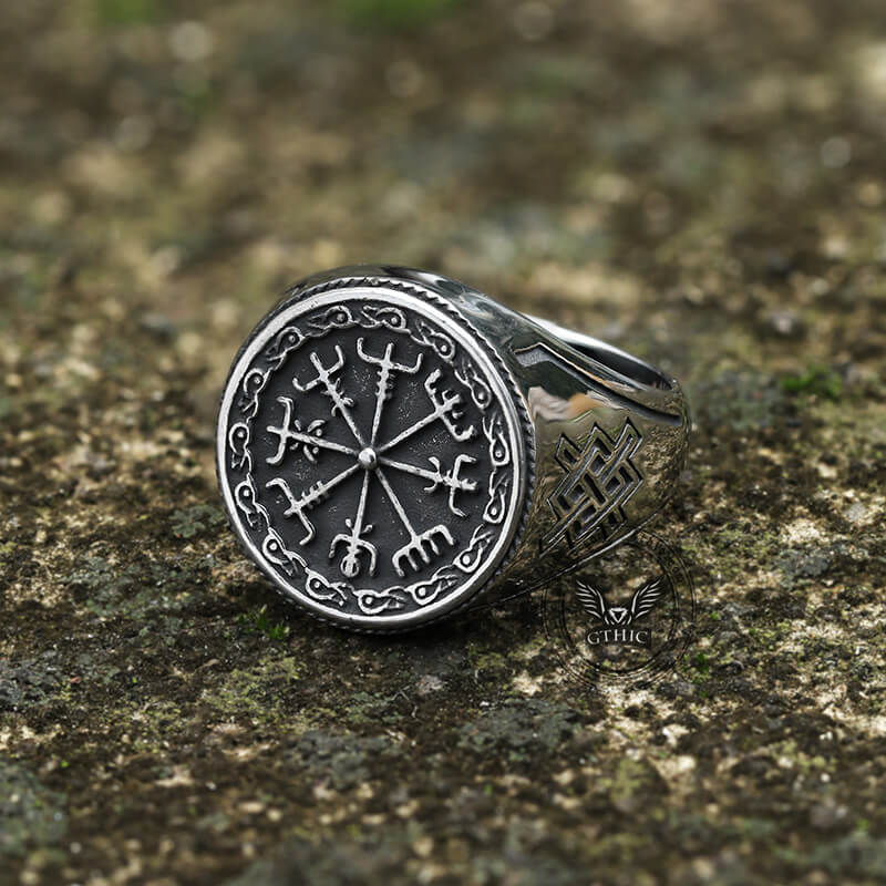 Vegvisir Celtic Knot Stainless Steel Ring
