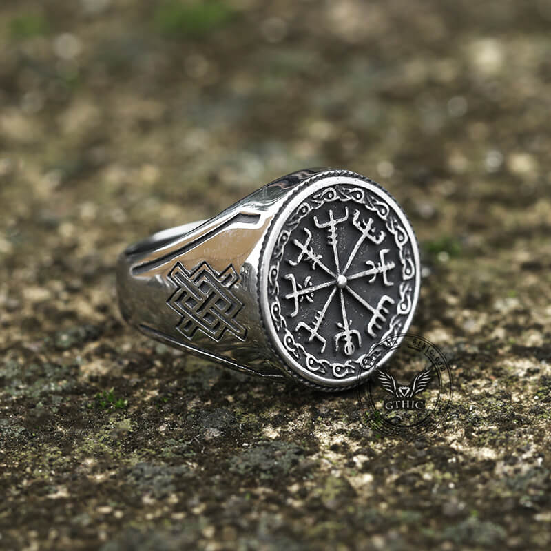 Vegvisir Celtic Knot Stainless Steel Ring