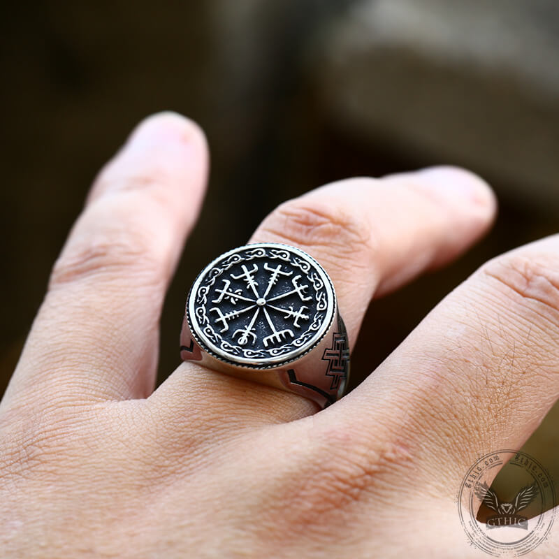 Vegvisir Celtic Knot Stainless Steel Ring