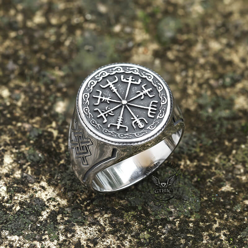 Vegvisir Celtic Knot Stainless Steel Ring