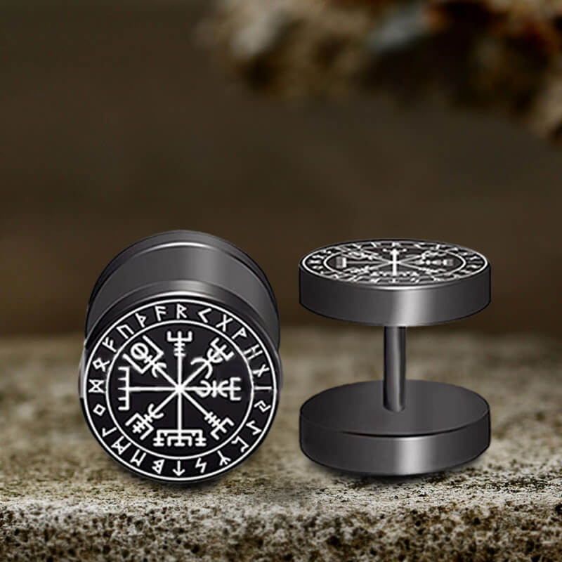 Viking Symbols Stainless Steel Stud Earrings