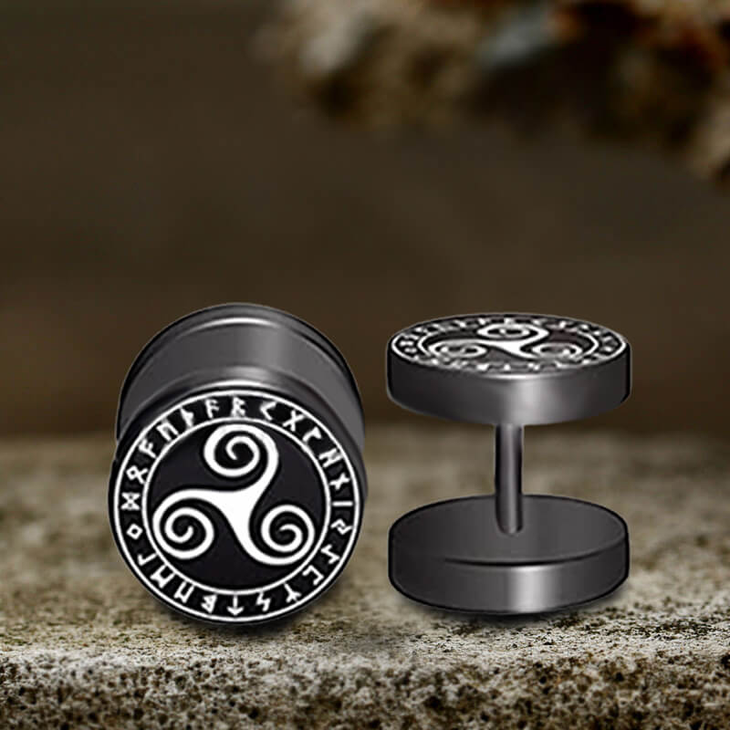 Viking Symbols Stainless Steel Stud Earrings