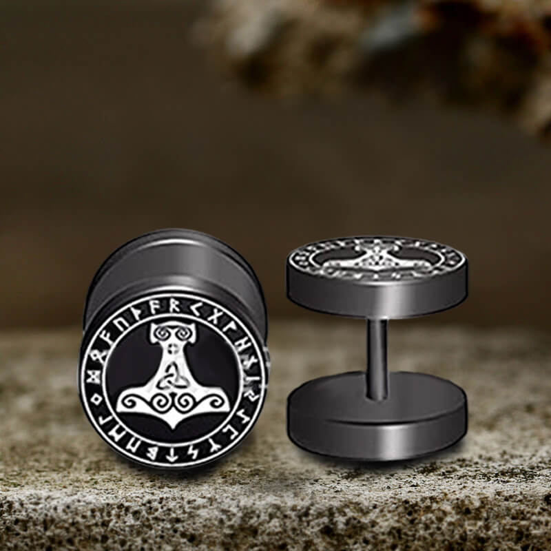 Viking Symbols Stainless Steel Stud Earrings