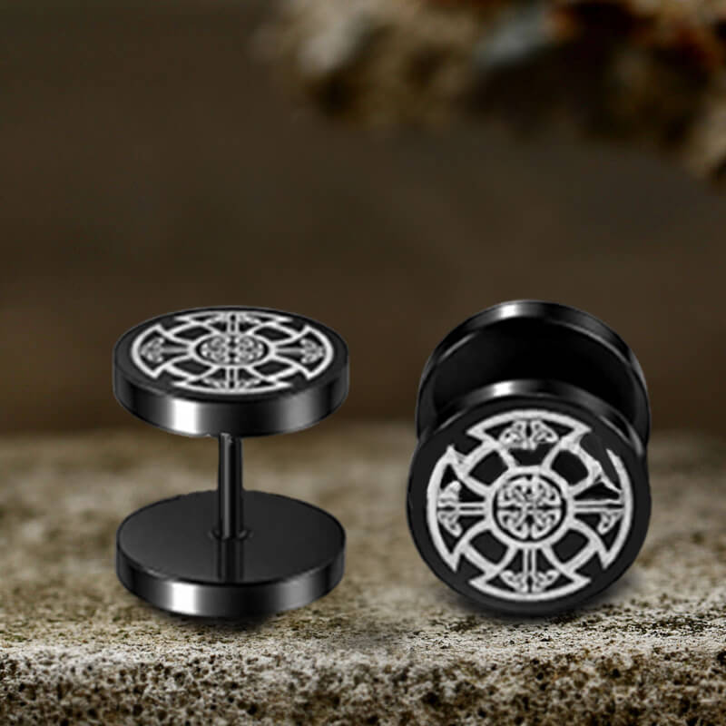 Viking Symbols Stainless Steel Stud Earrings