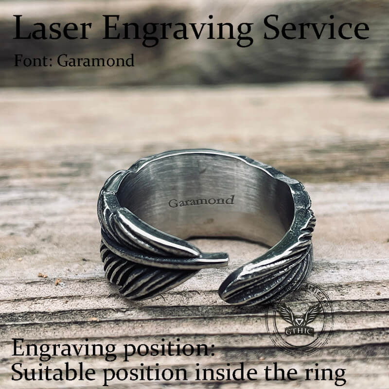 Vintage Feather Eye Stainless Steel Ring