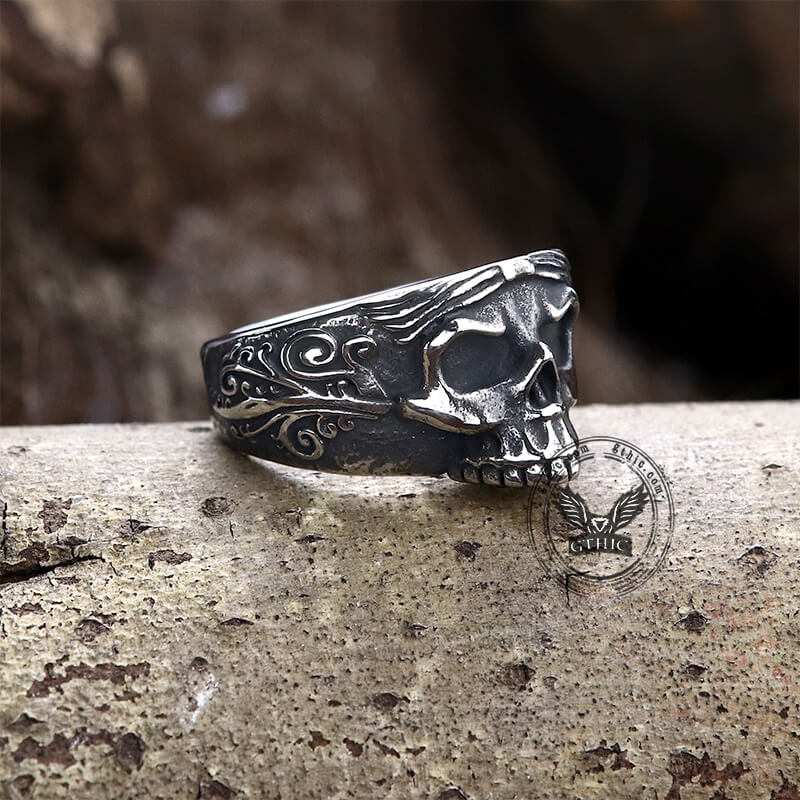Vintage Goth Stainless Steel Skull Ring