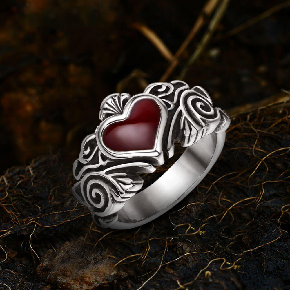 Vintage Heart Stainless Steel Ring