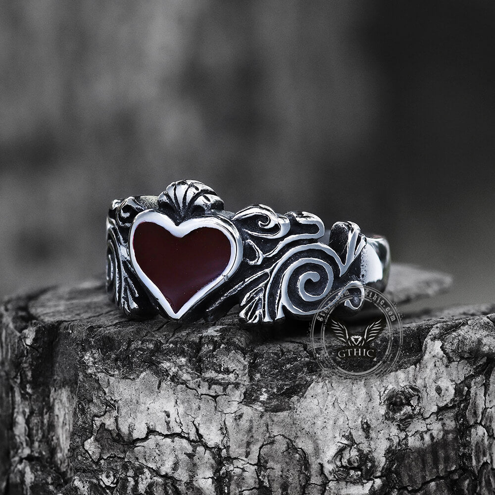 Vintage Heart Stainless Steel Ring