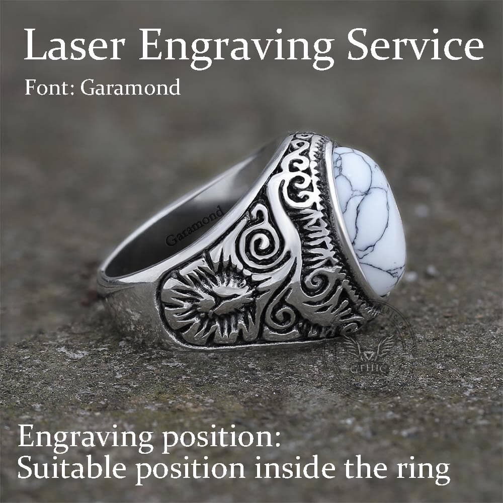 Vintage Pattern Gem Stainless Steel Ring